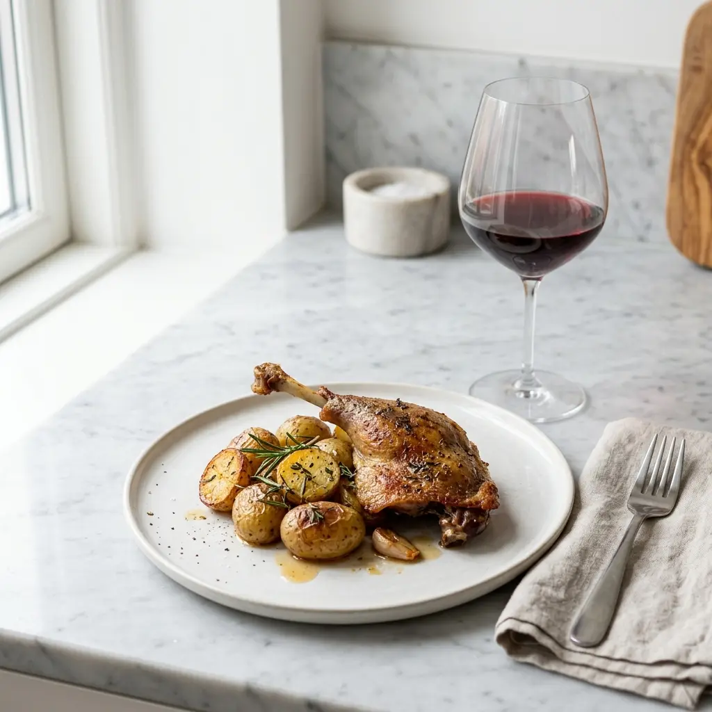 Nylagad anklår med potatis serverad på ett aptitligt och hemlagat sätt