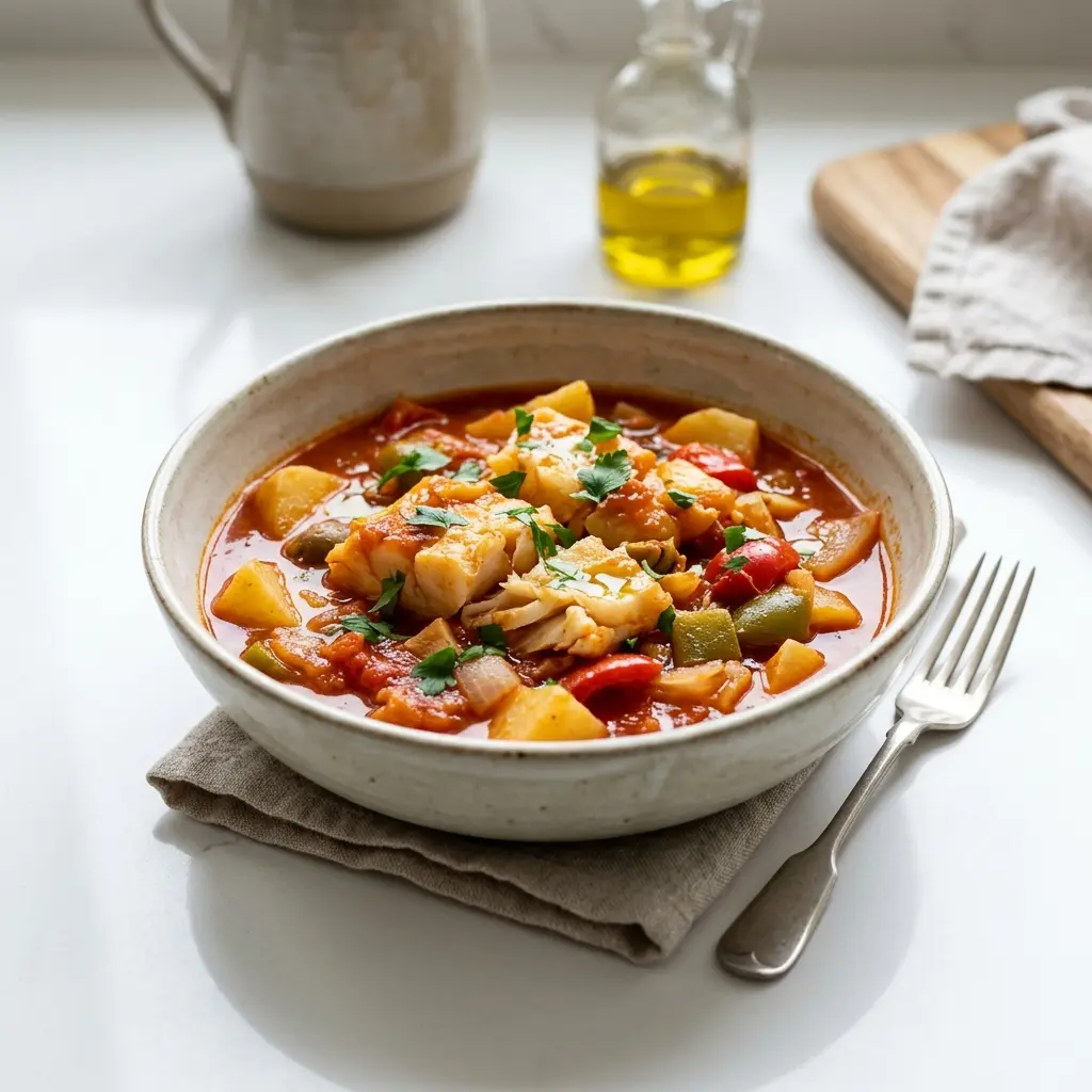 Nylagad bacalao serverad på ett aptitligt och hemlagat sätt