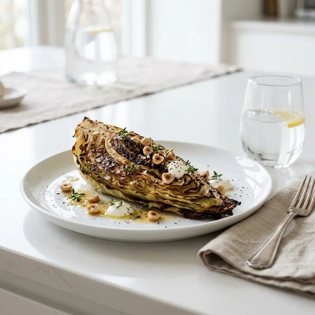 Nylagad bakad spetskål serverad på ett aptitligt och hemlagat sätt
