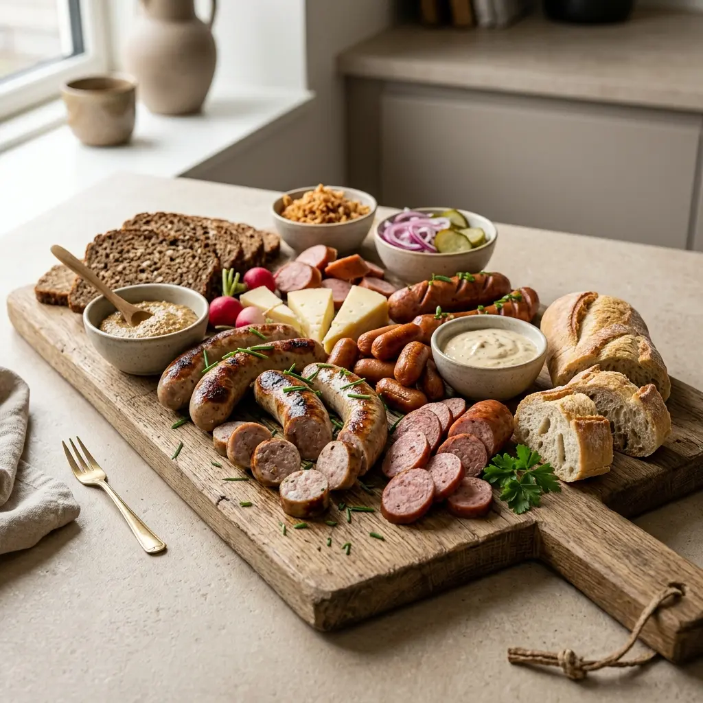 Nylagad charkbricka serverad på ett aptitligt och hemlagat sätt