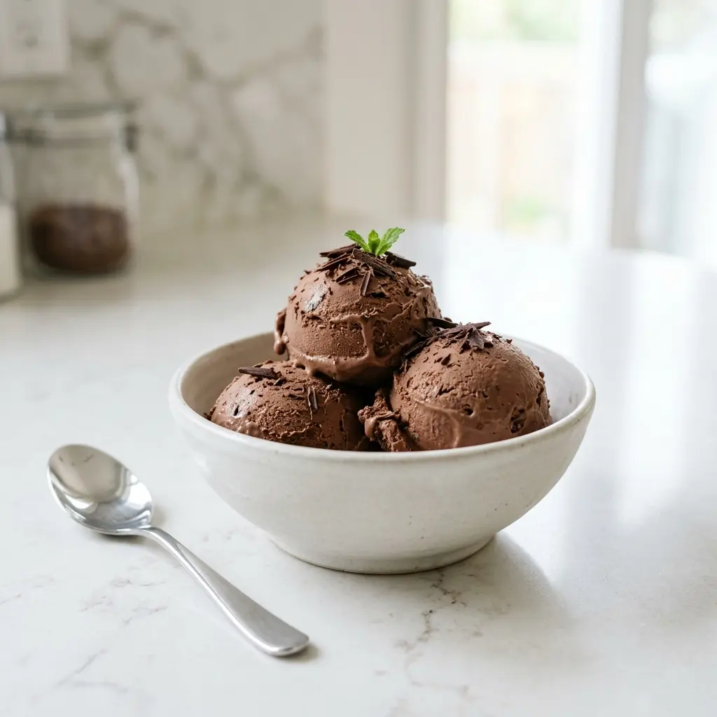 Hemlagad chokladglass serverad som en söt och inbjudande dessert