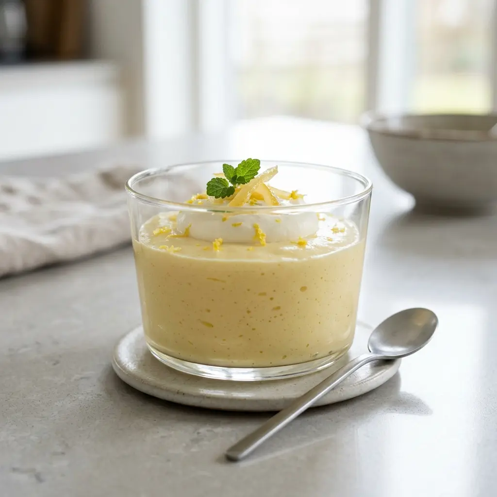 Nylagad citronfromage serverad på ett aptitligt och hemlagat sätt