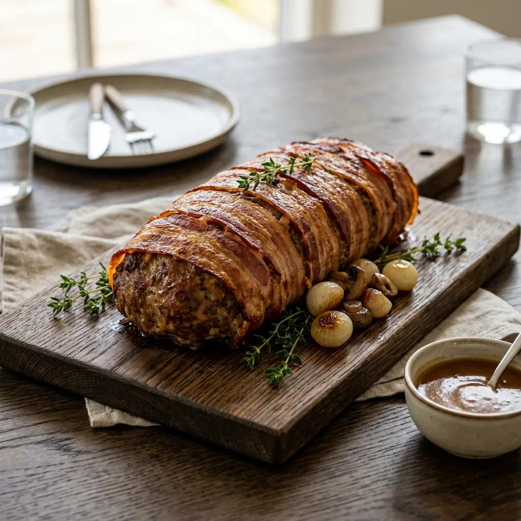 Nylagad dansk köttfärslimpa serverad på ett aptitligt och hemlagat sätt