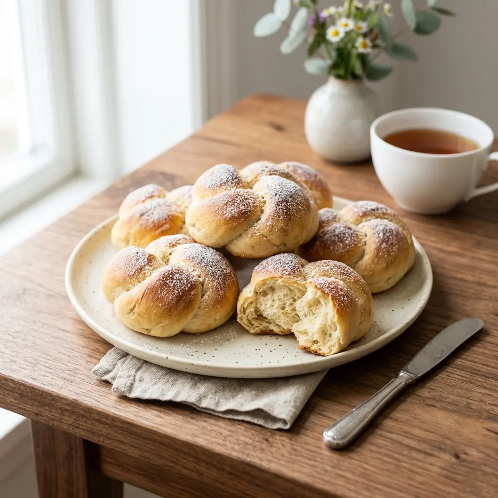 Nybakad födelsedagsbullar serverad och klar att njuta av