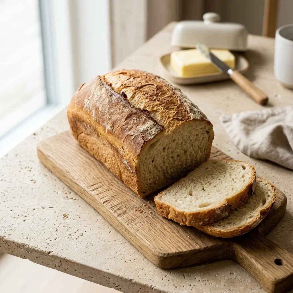 Nybakad formbröd serverad och klar att njuta av