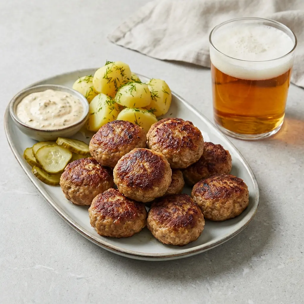 Nylagad frikadeller serverad på ett aptitligt och hemlagat sätt