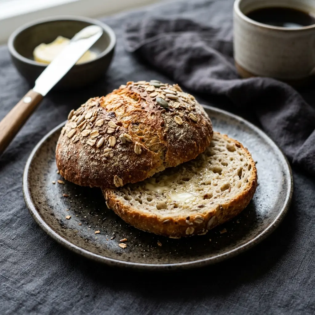 Nybakad frukostbullar serverad och klar att njuta av