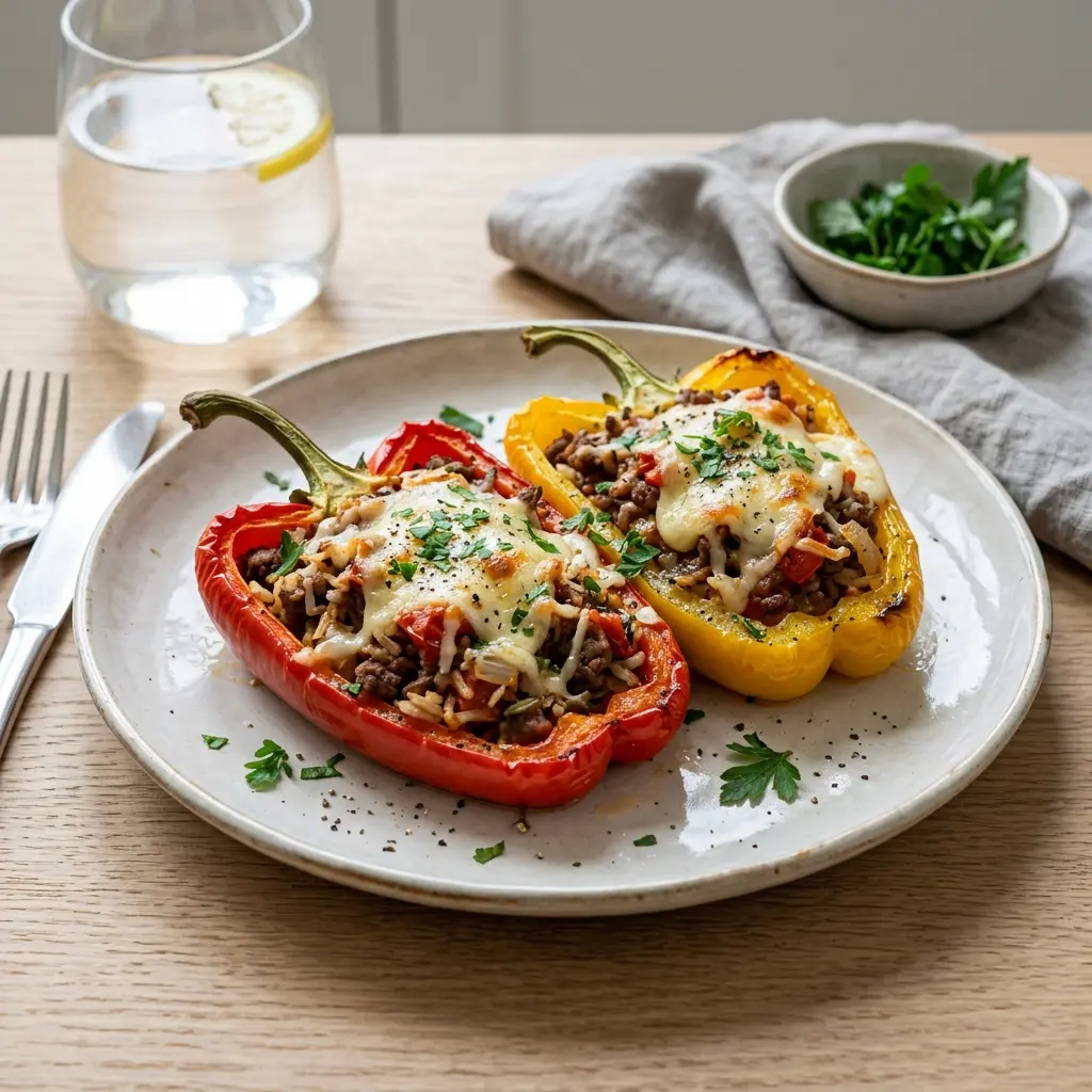 Nylagad fyllda paprikor serverad på ett aptitligt och hemlagat sätt