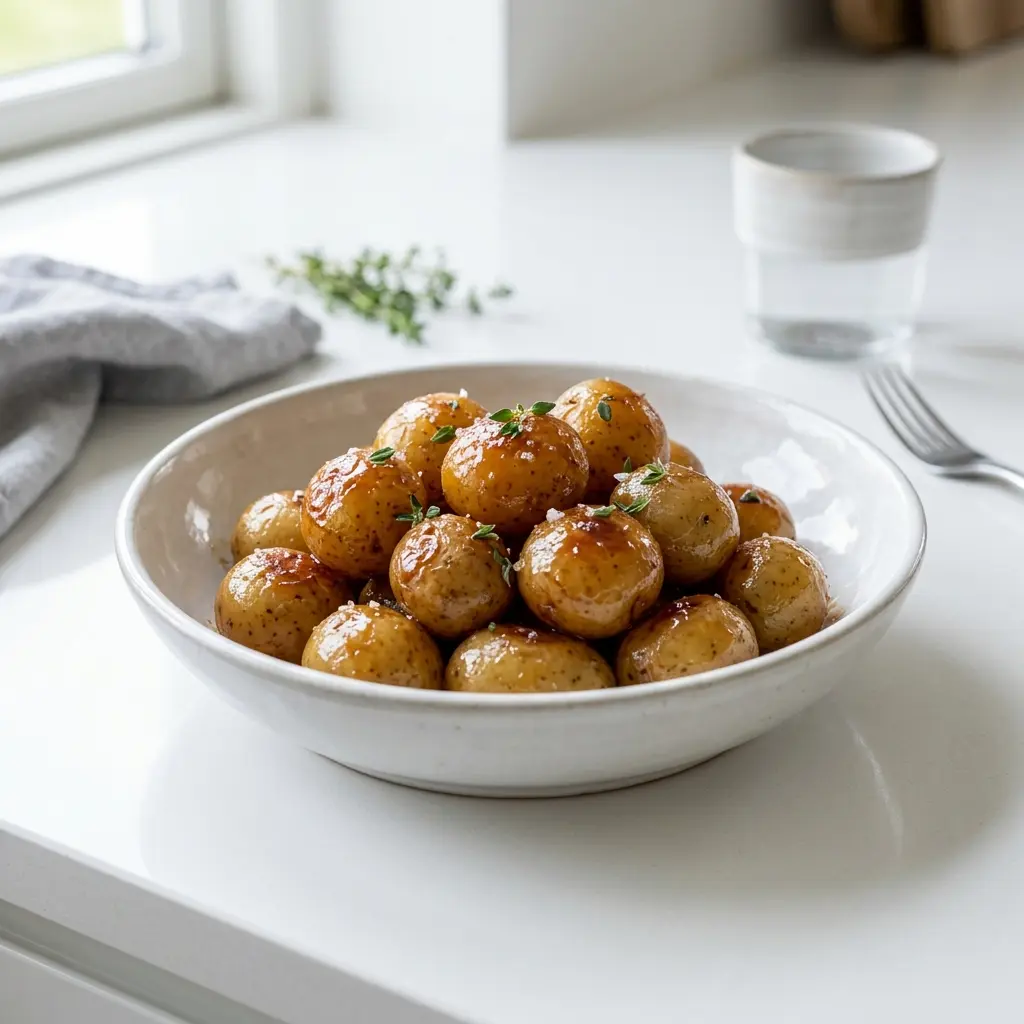 Nylagad glaserade potatisar serverad på ett aptitligt och hemlagat sätt