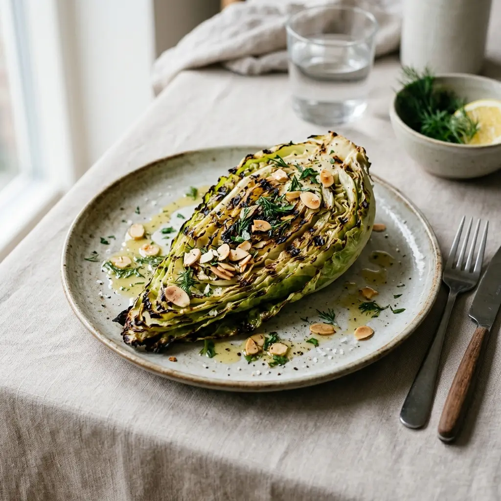 Nylagad grillad spetskål serverad på ett aptitligt och hemlagat sätt