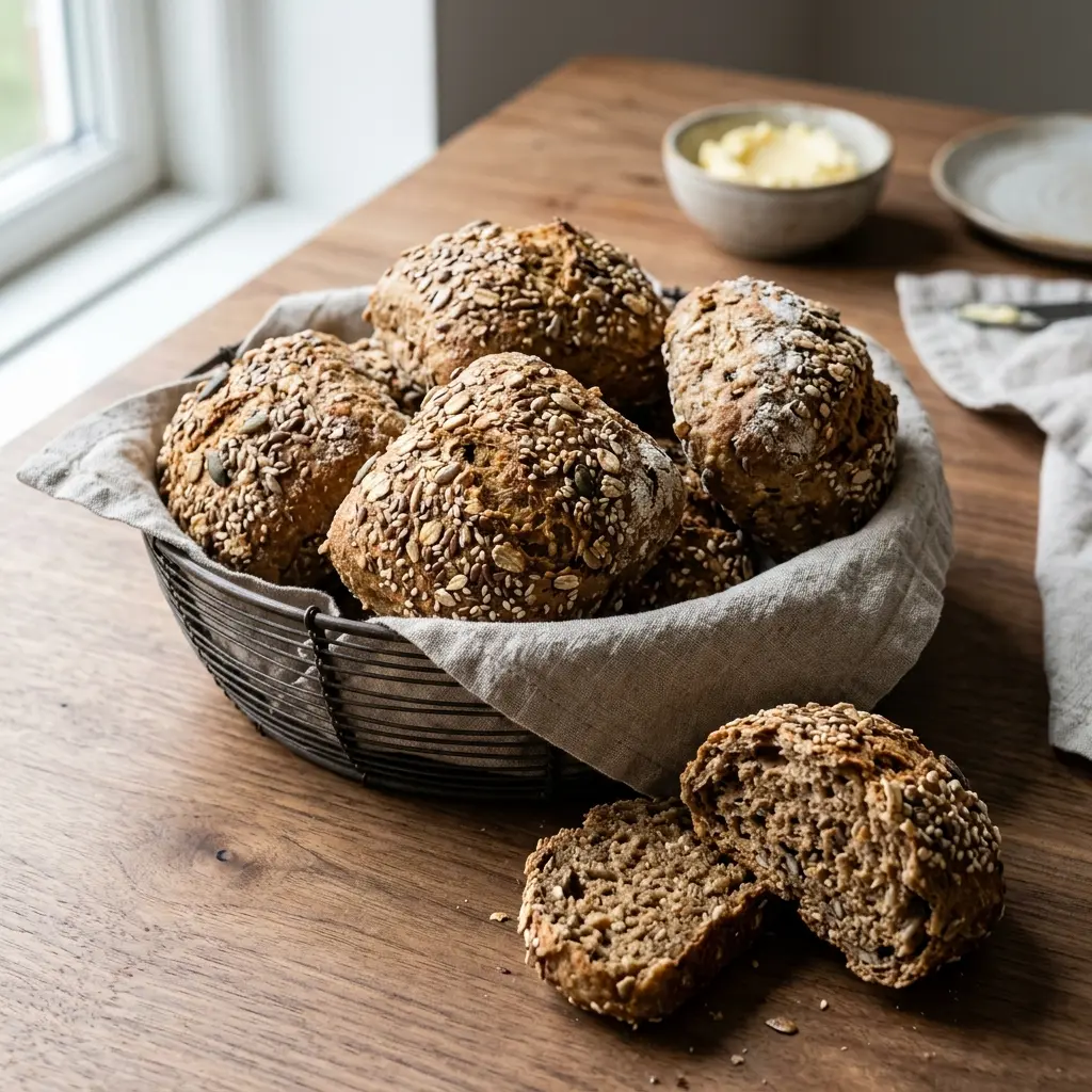 Nybakad grovbullar serverad och klar att njuta av