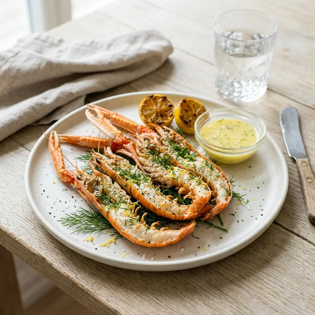 Nylagad havskräftor med dill och citron serverad på ett aptitligt och hemlagat sätt