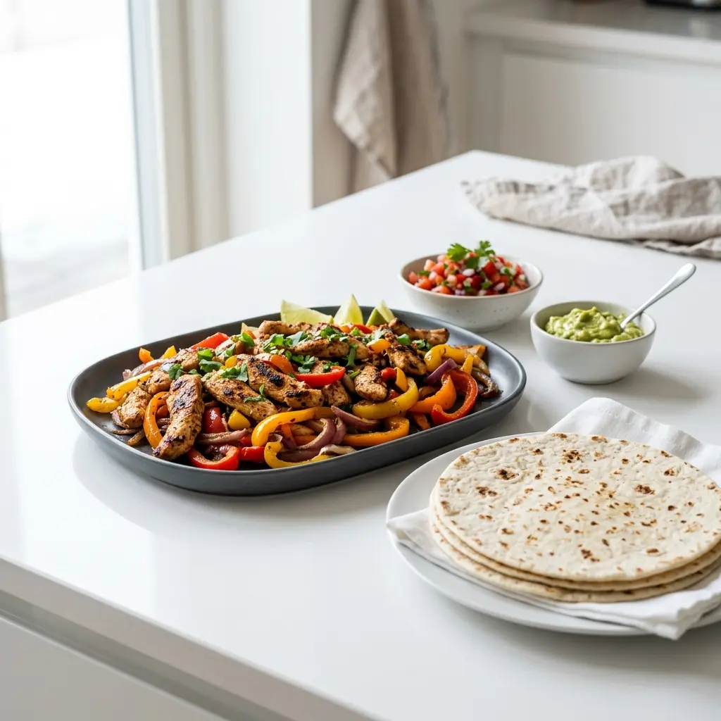 Nylagad kalkonfajitas serverad på ett aptitligt och hemlagat sätt