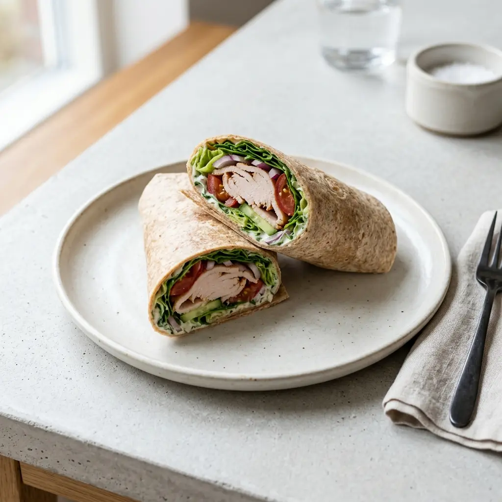Nylagad kalkonwrap serverad på ett aptitligt och hemlagat sätt