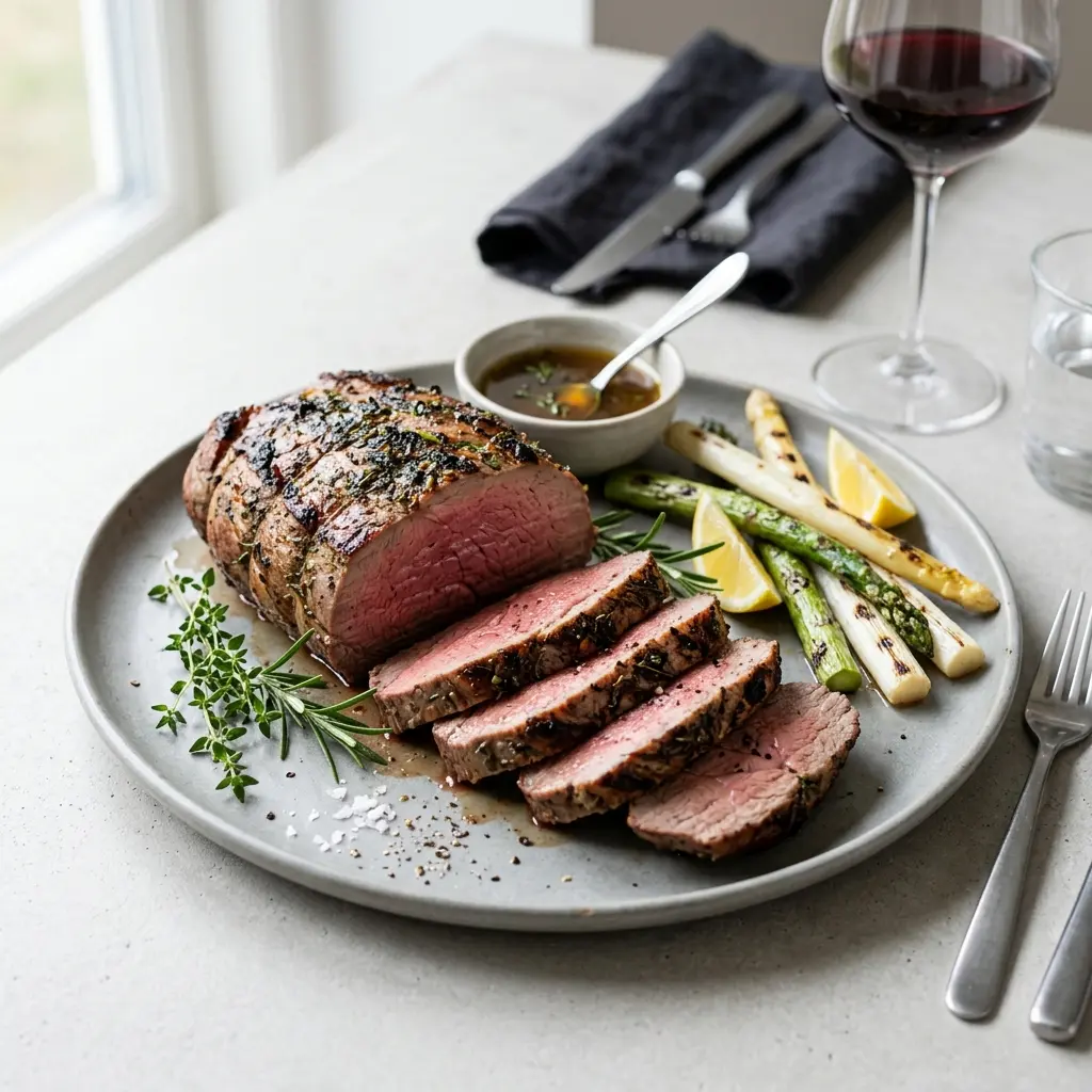 Ett glas kalvculotte på grillen serverat kallt och fräscht med enkel garnering