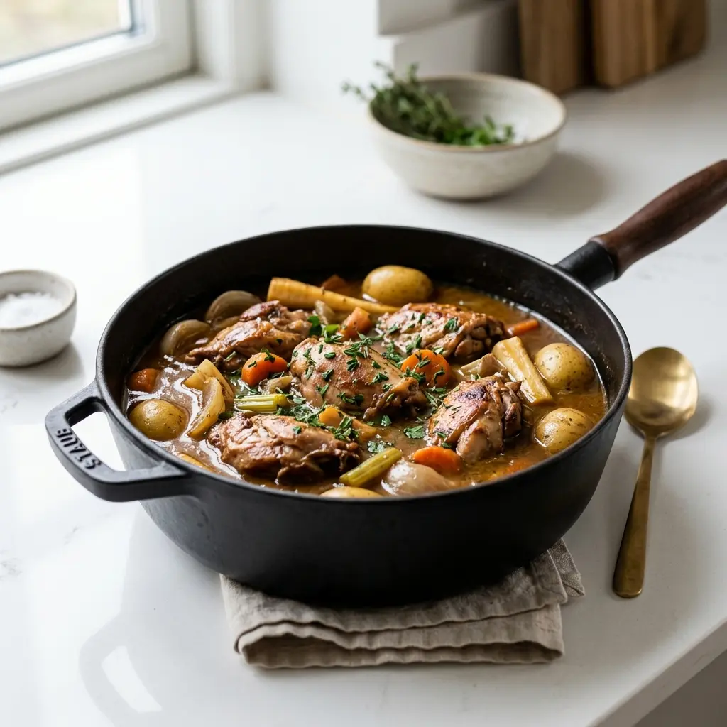 Nylagad kanin i gryta serverad på ett aptitligt och hemlagat sätt