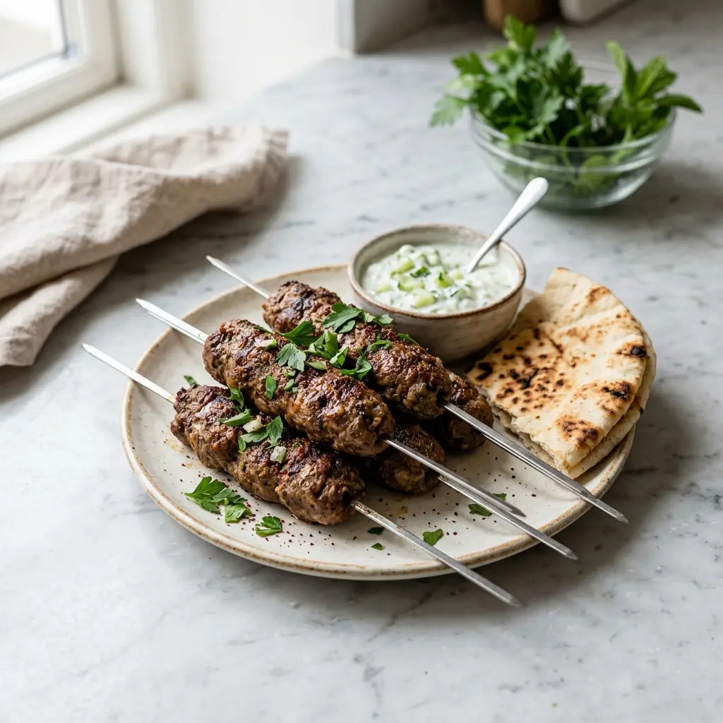 Nylagad kefta serverad på ett aptitligt och hemlagat sätt