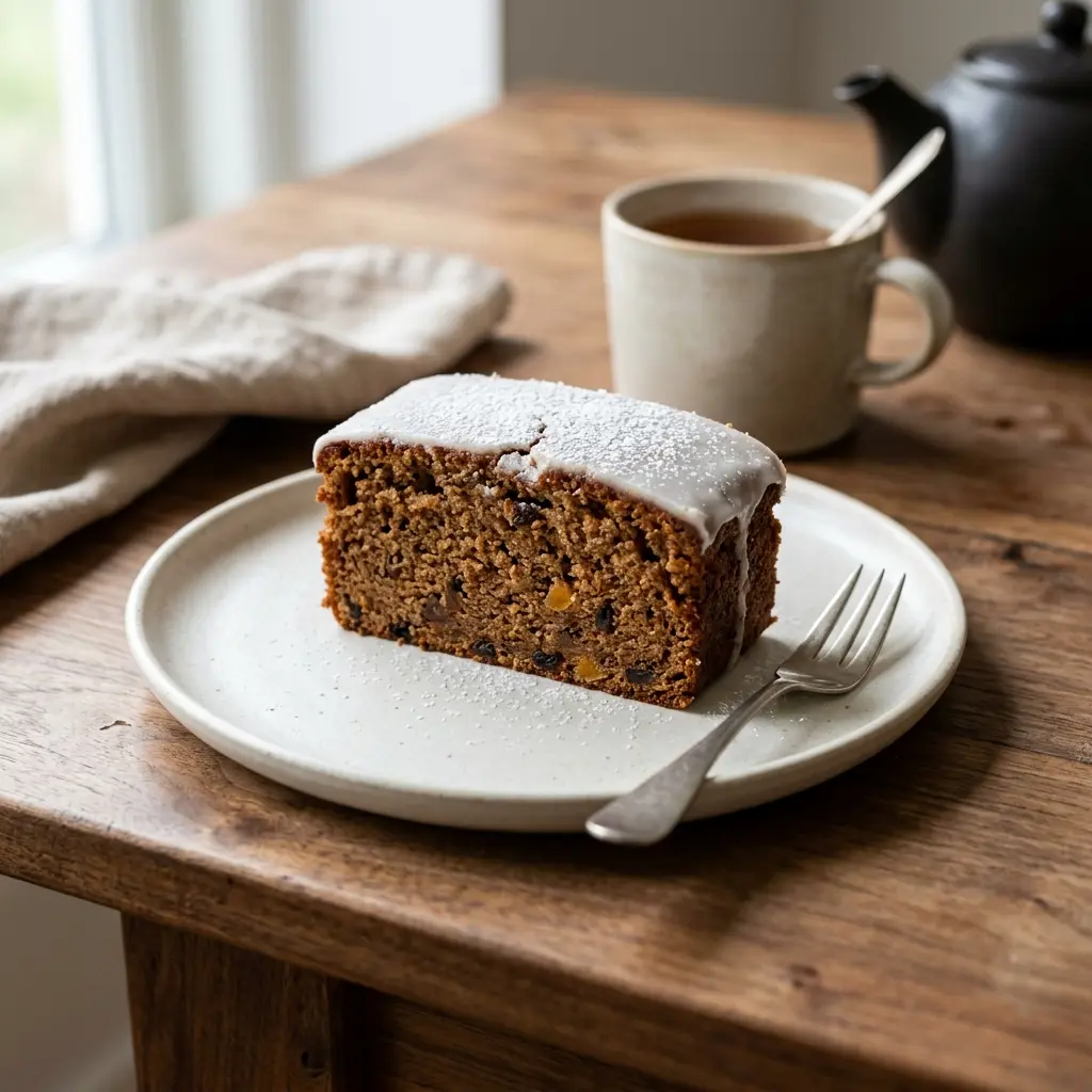 Hemlagad klassisk kryddkaka serverad som en söt och inbjudande dessert