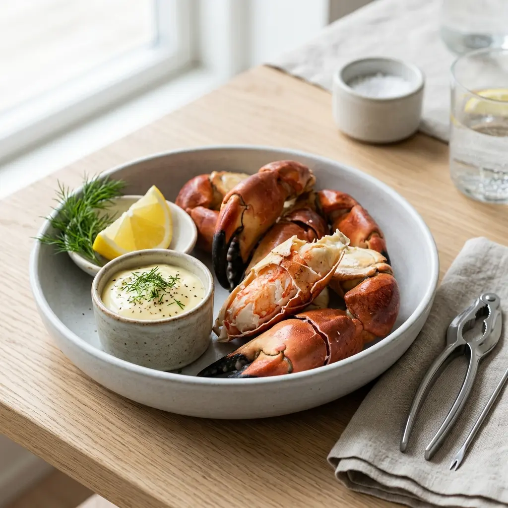 Nylagad kokta krabbklor serverad på ett aptitligt och hemlagat sätt
