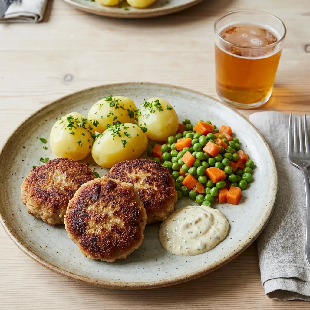 Ett glas krebinetter serverat kallt och fräscht med enkel garnering