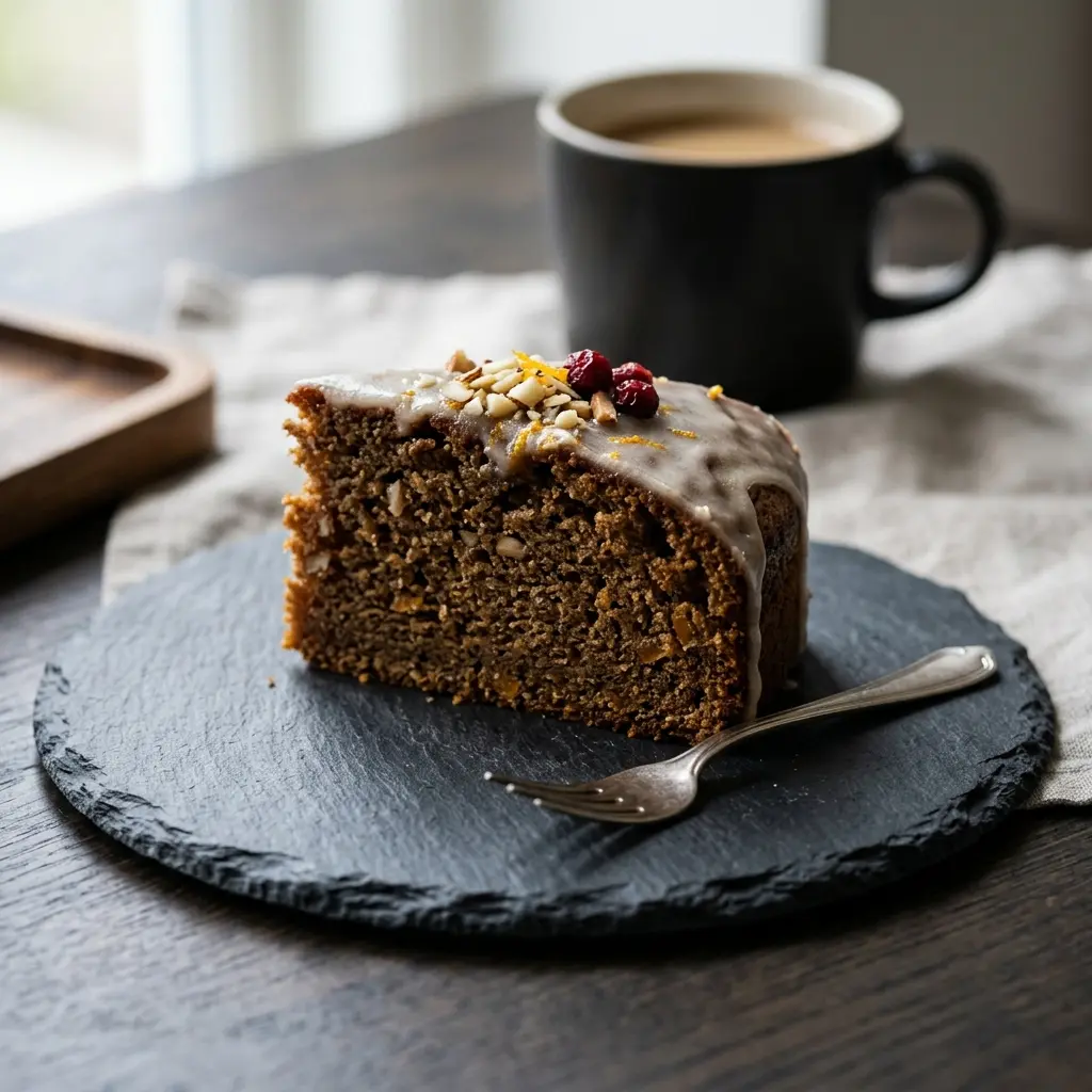 Hemlagad kryddkaka serverad som en söt och inbjudande dessert