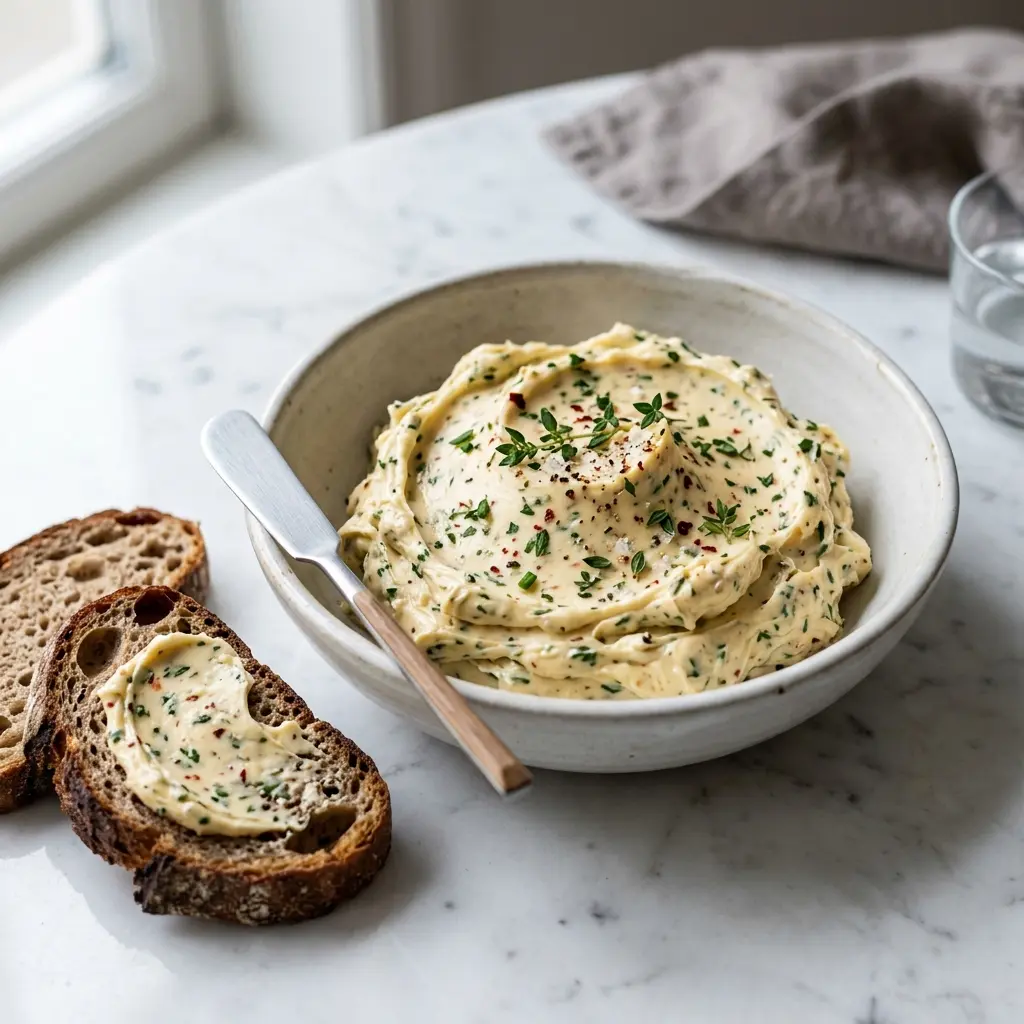 Nylagad kryddsmör serverad på ett aptitligt och hemlagat sätt