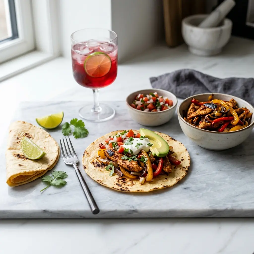 Nylagad kycklingfajitas serverad på ett aptitligt och hemlagat sätt