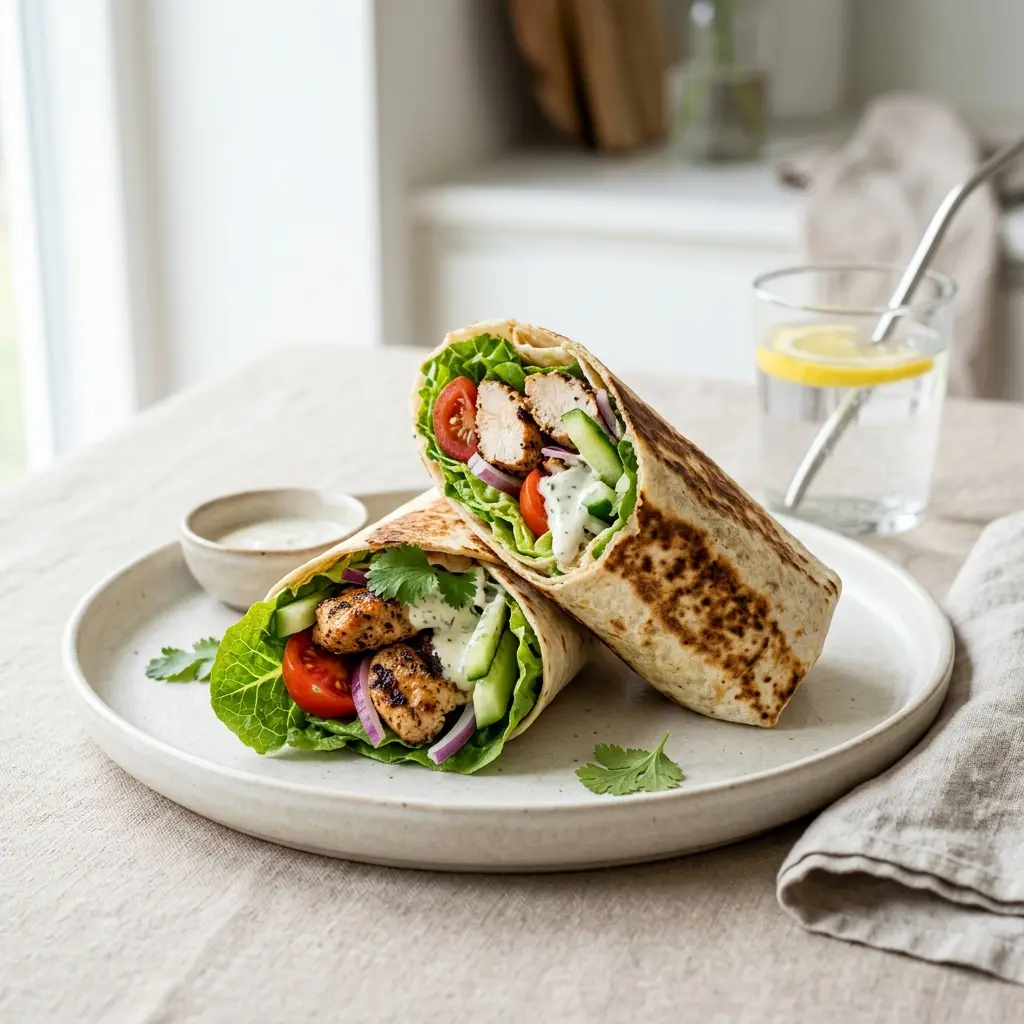 Nylagad kycklingwrap serverad på ett aptitligt och hemlagat sätt