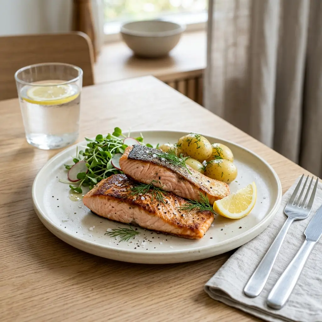 Nylagad laxbiffar serverad på ett aptitligt och hemlagat sätt
