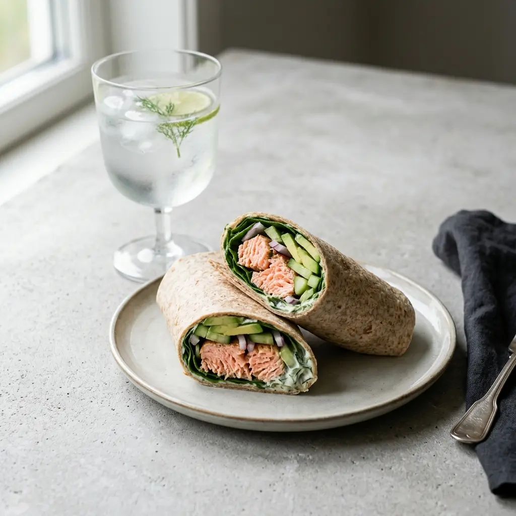 Nylagad laxwrap serverad på ett aptitligt och hemlagat sätt