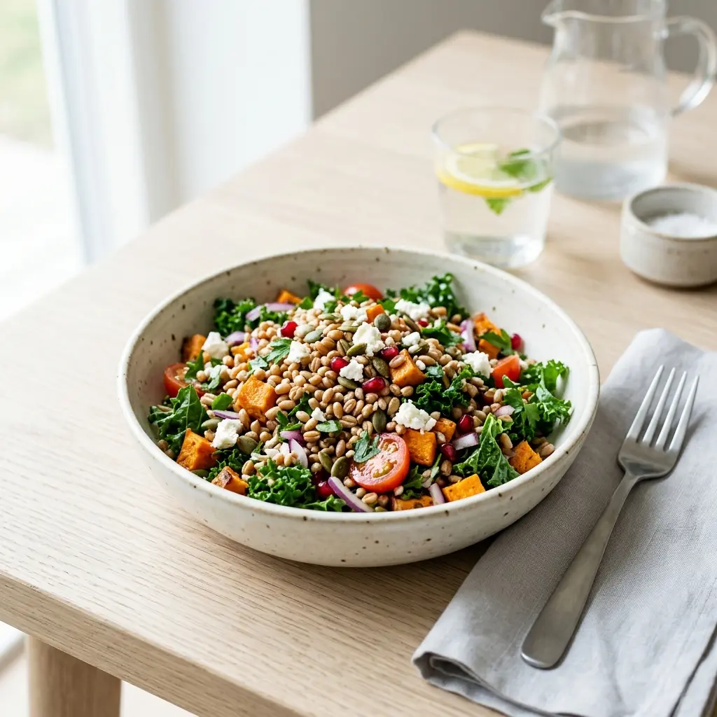 Ett glas matvetesallad serverat kallt och fräscht med enkel garnering