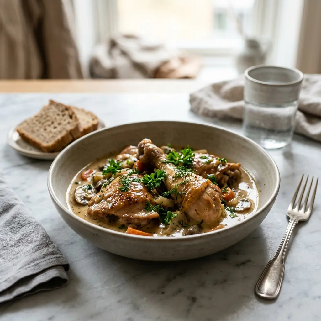 Nylagad mormorskyckling serverad på ett aptitligt och hemlagat sätt