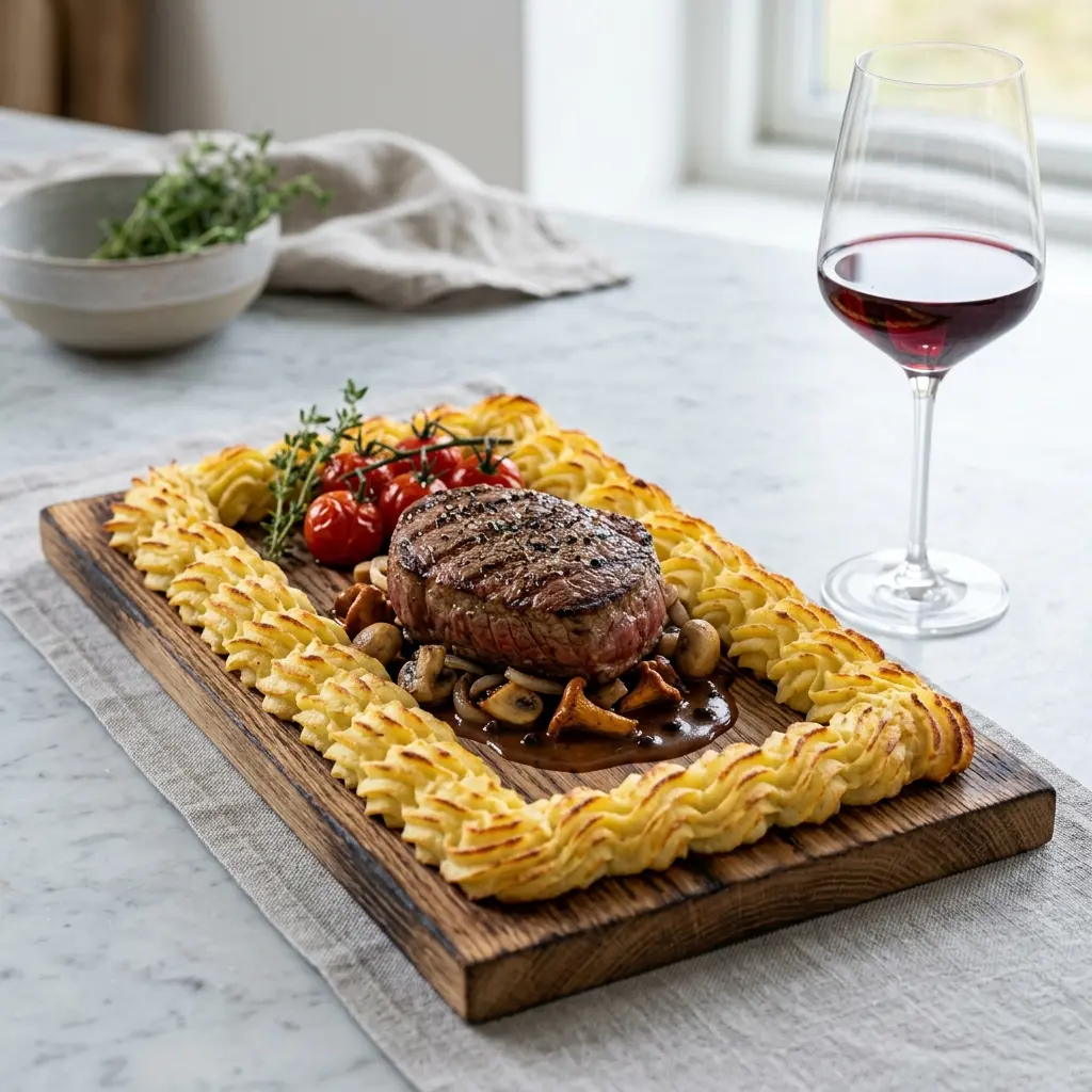 Ett glas plankstek serverat kallt och fräscht med enkel garnering