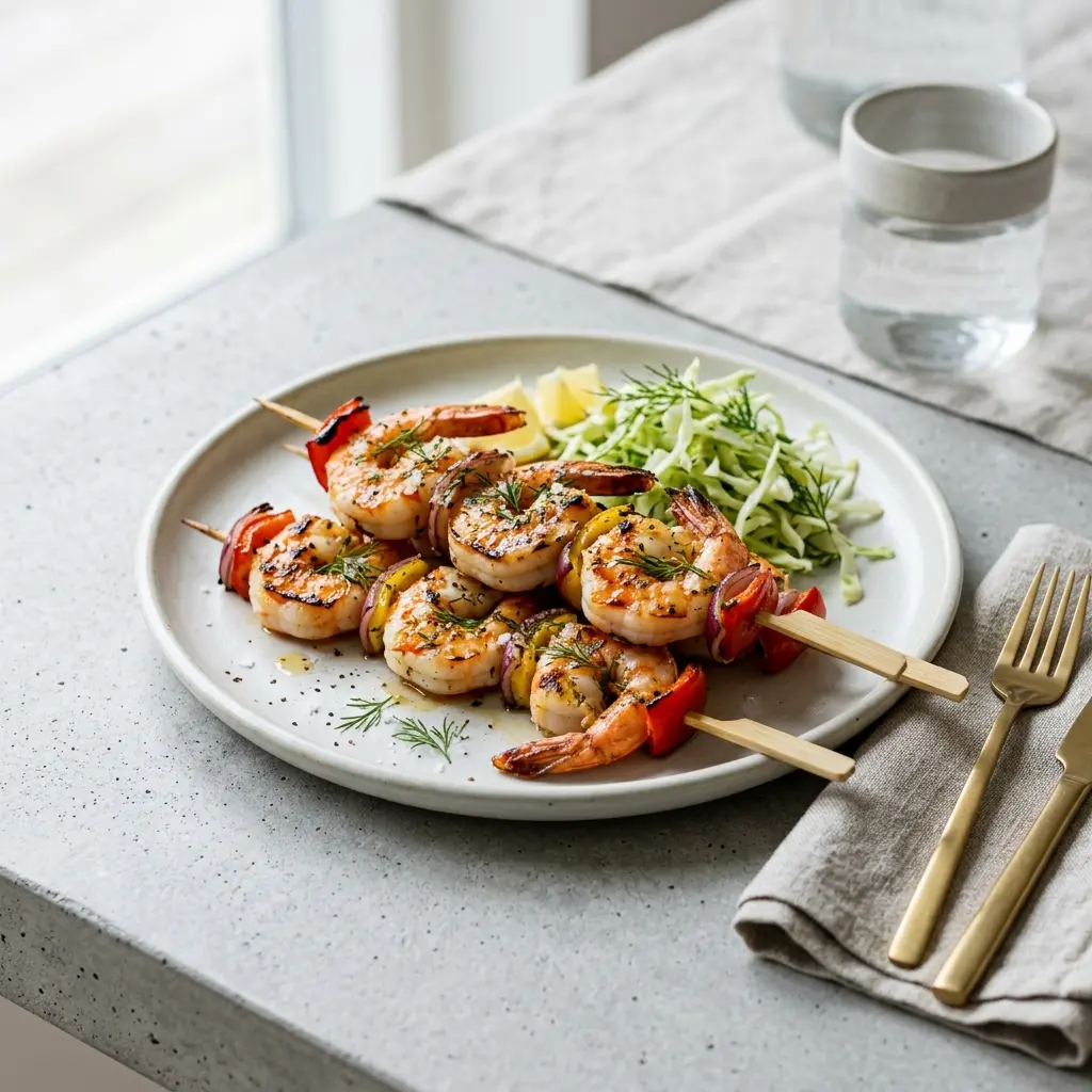 Nylagad räkspett serverad på ett aptitligt och hemlagat sätt