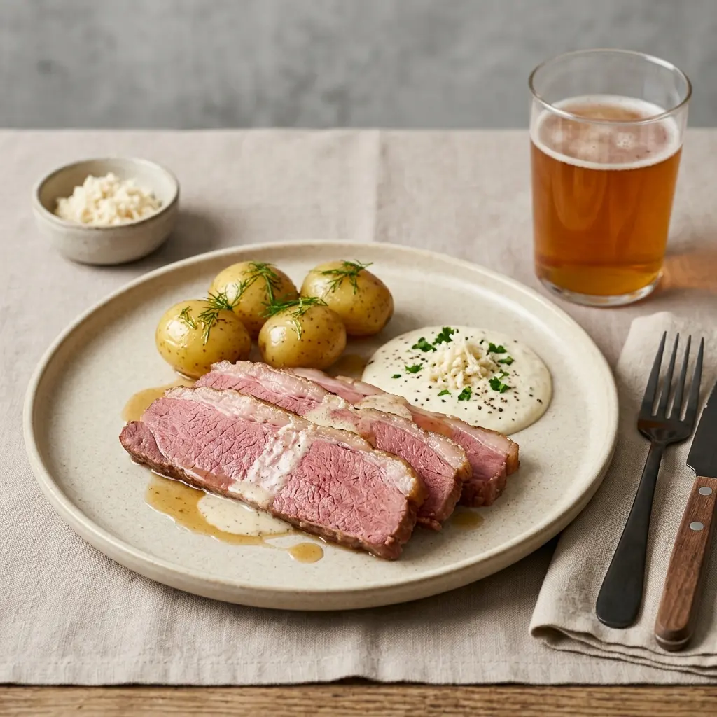 Nylagad rimmad oxbringa serverad på ett aptitligt och hemlagat sätt