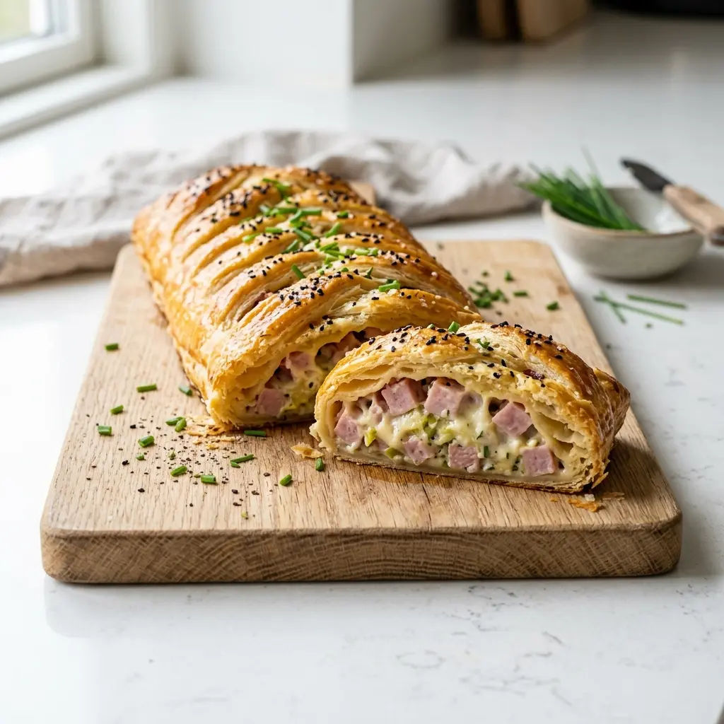 Nylagad skinkstång med smördeg serverad på ett aptitligt och hemlagat sätt