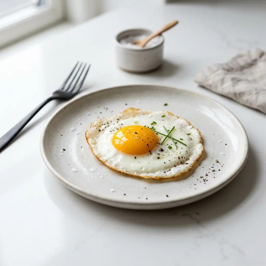 Ett glas stekt ägg serverat kallt och fräscht med enkel garnering