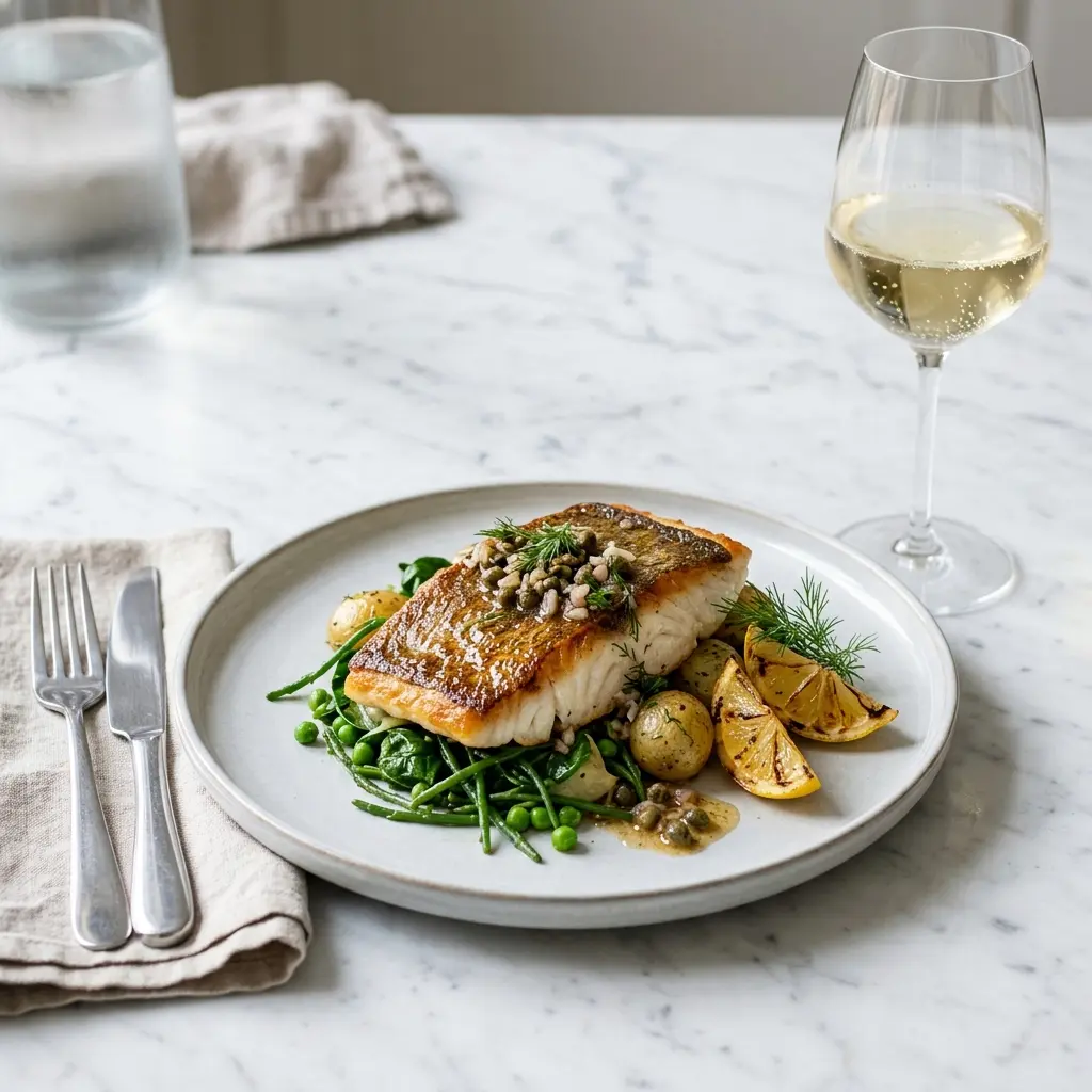 Ett glas stekt slätvar serverat kallt och fräscht med enkel garnering