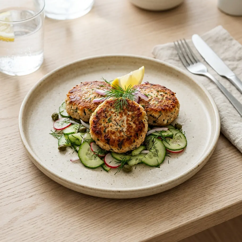 Nylagad tonfiskbiffar serverad på ett aptitligt och hemlagat sätt