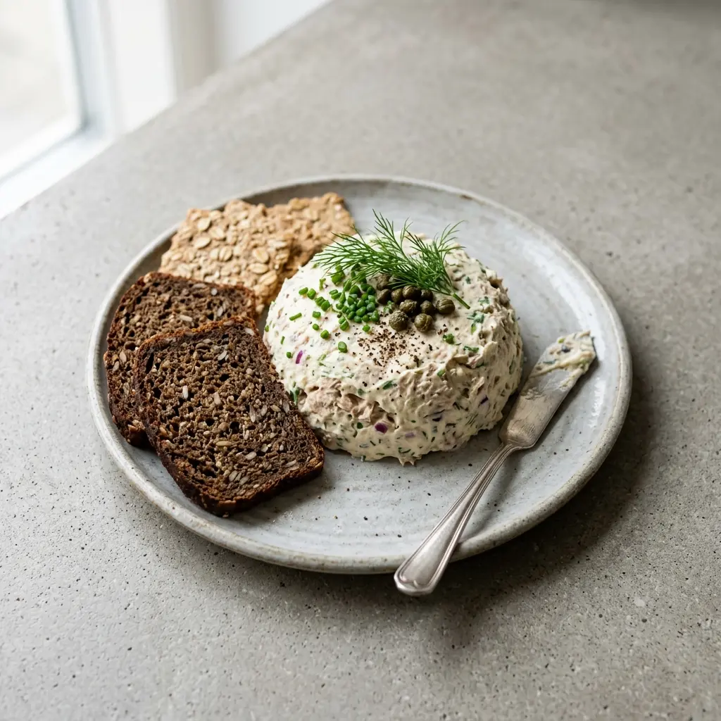 Hemlagad tonfiskmousse serverad som en söt och inbjudande dessert