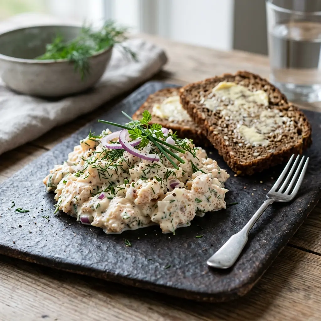 En fräsch portion torskromssallad med färska råvaror och fin servering