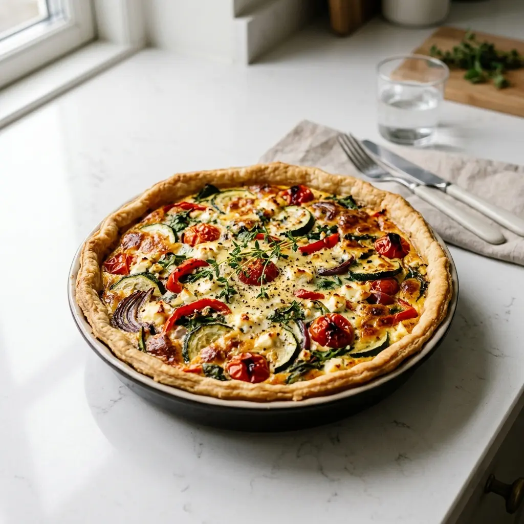 Hemlagad vegetarisk paj serverad som en söt och inbjudande dessert