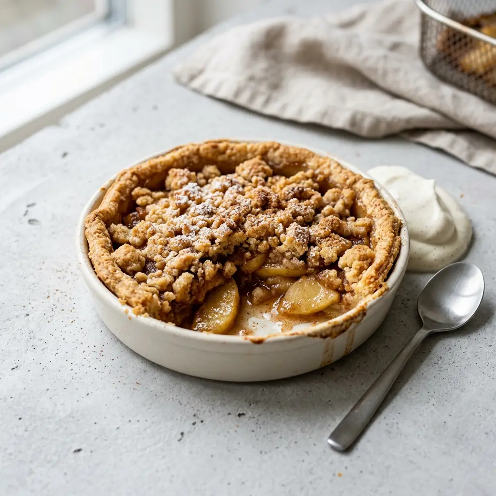 Foto av Äppelpaj i airfryer som färdig dessert eller bakverk från airfryer
