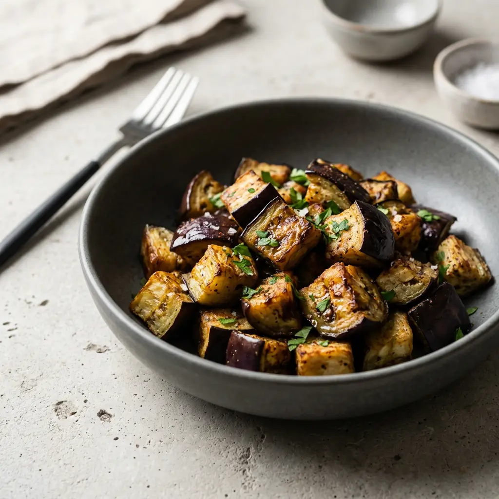 Foto av Aubergine i airfryer med grönsaker tillagade i airfryer