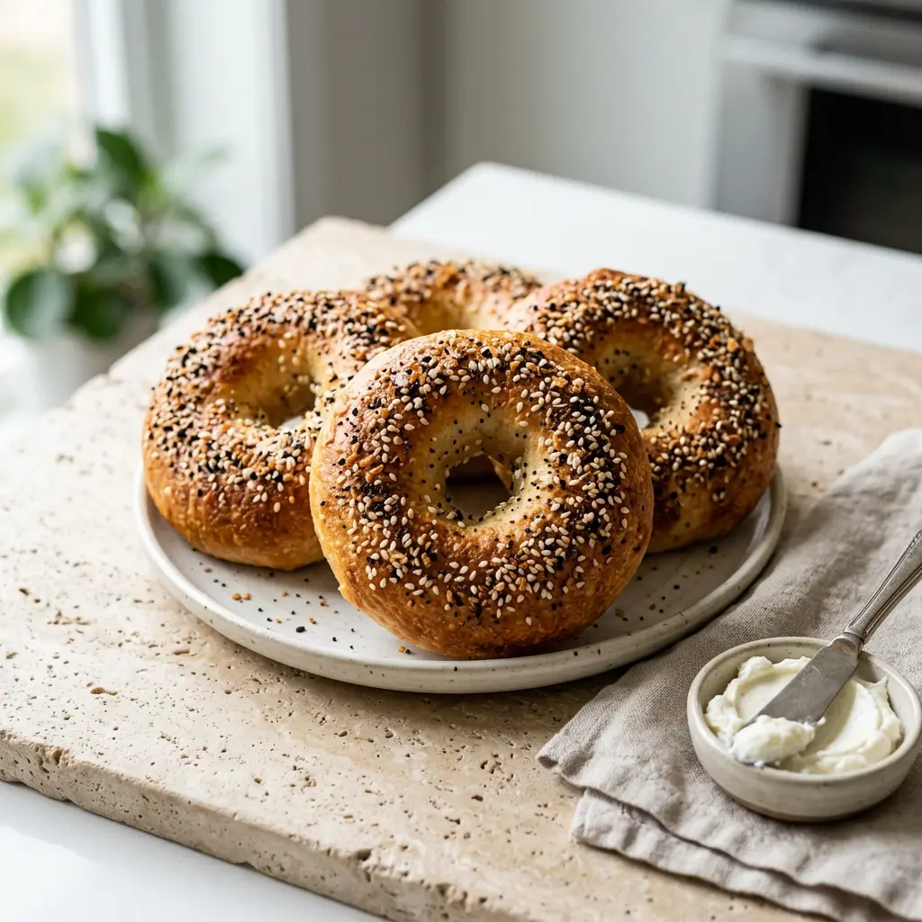 Foto av Bagels i airfryer som färdigt bröd eller bakverk från airfryer