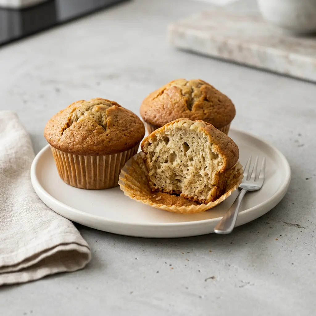 Foto av Bananmuffins i airfryer som färdig dessert eller bakverk från airfryer