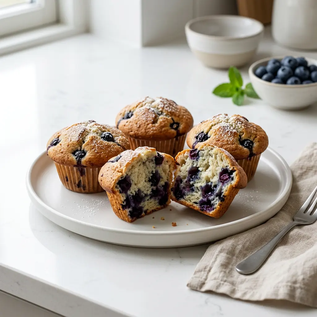 Foto av Blåbärsmuffins i airfryer som färdig dessert eller bakverk från airfryer