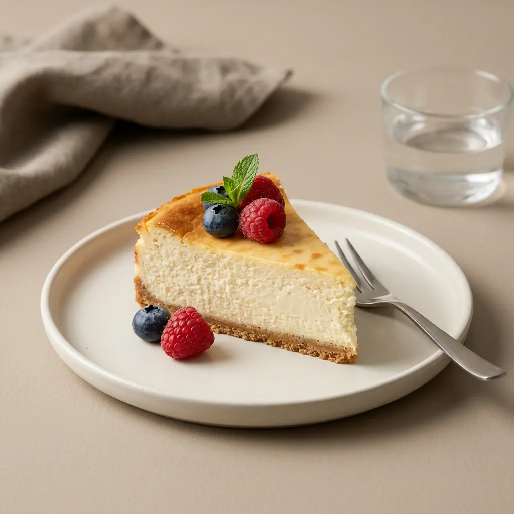 Foto av Cheesecake i airfryer som färdig dessert eller bakverk från airfryer