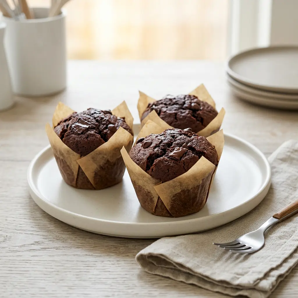 Foto av Chokladmuffins i airfryer som färdig dessert eller bakverk från airfryer