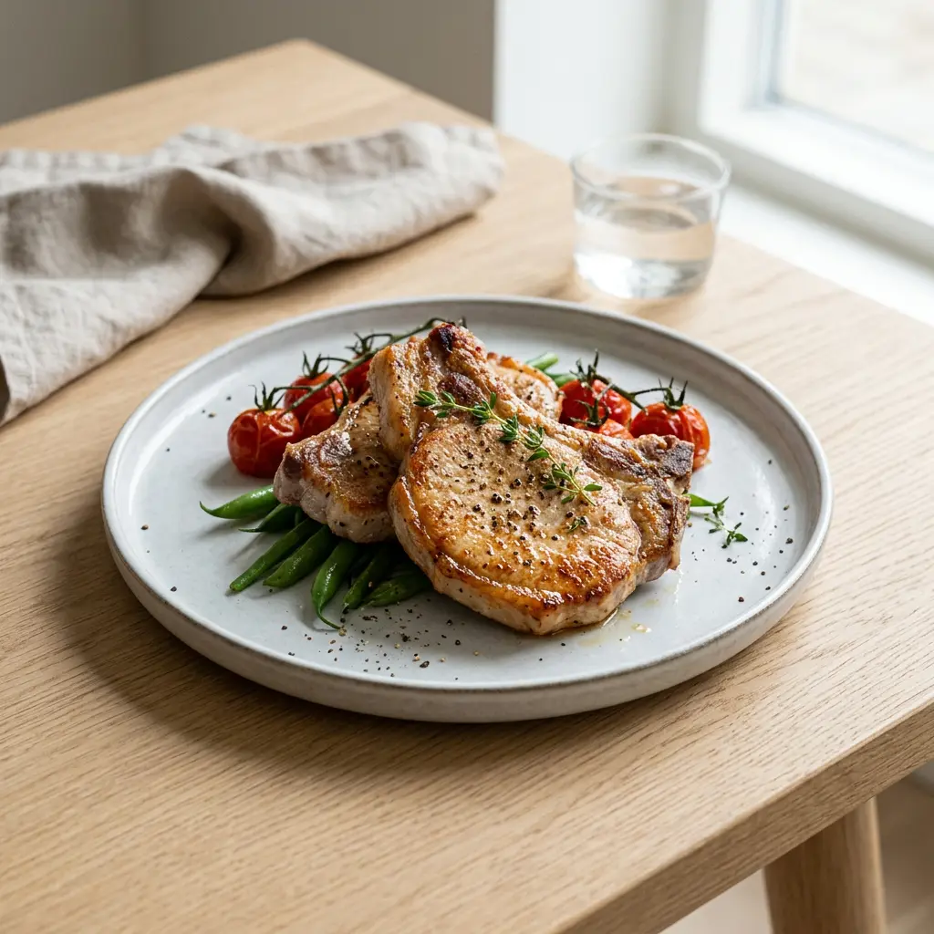 Foto av Fläskkotletter i airfryer med färdiglagat kött från airfryer